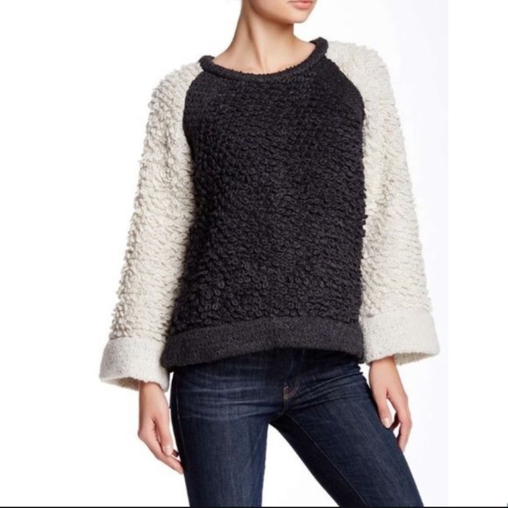 Iro Colorblock Ecru And Charcoal Gray Sweater - image 1